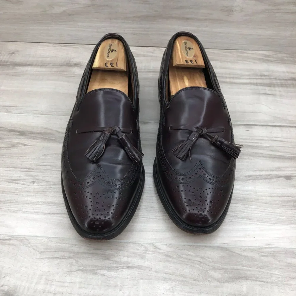 Allen Edmonds Loafers Mens 10D Burgundy Leather Slip On Shoes_6